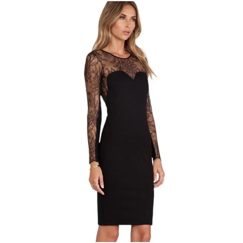 NWT MASON Black Lace‎ Bodycon Dress Sz Small Sheer Sexy LBD Party Cocktail Club